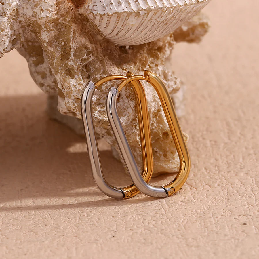 Long O-ring Earrings - Two tone